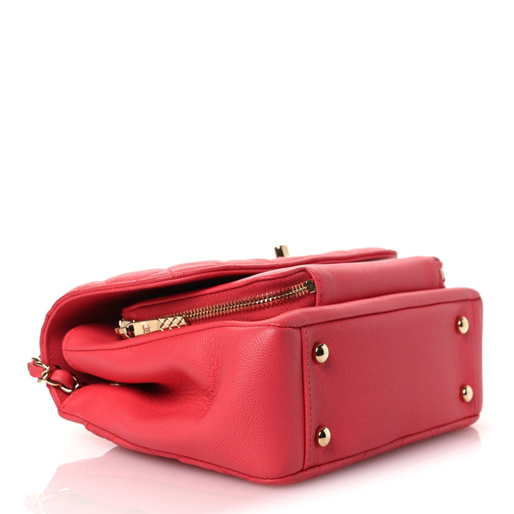Caviar Quilted Small Business Affinity Flap Dark Pink