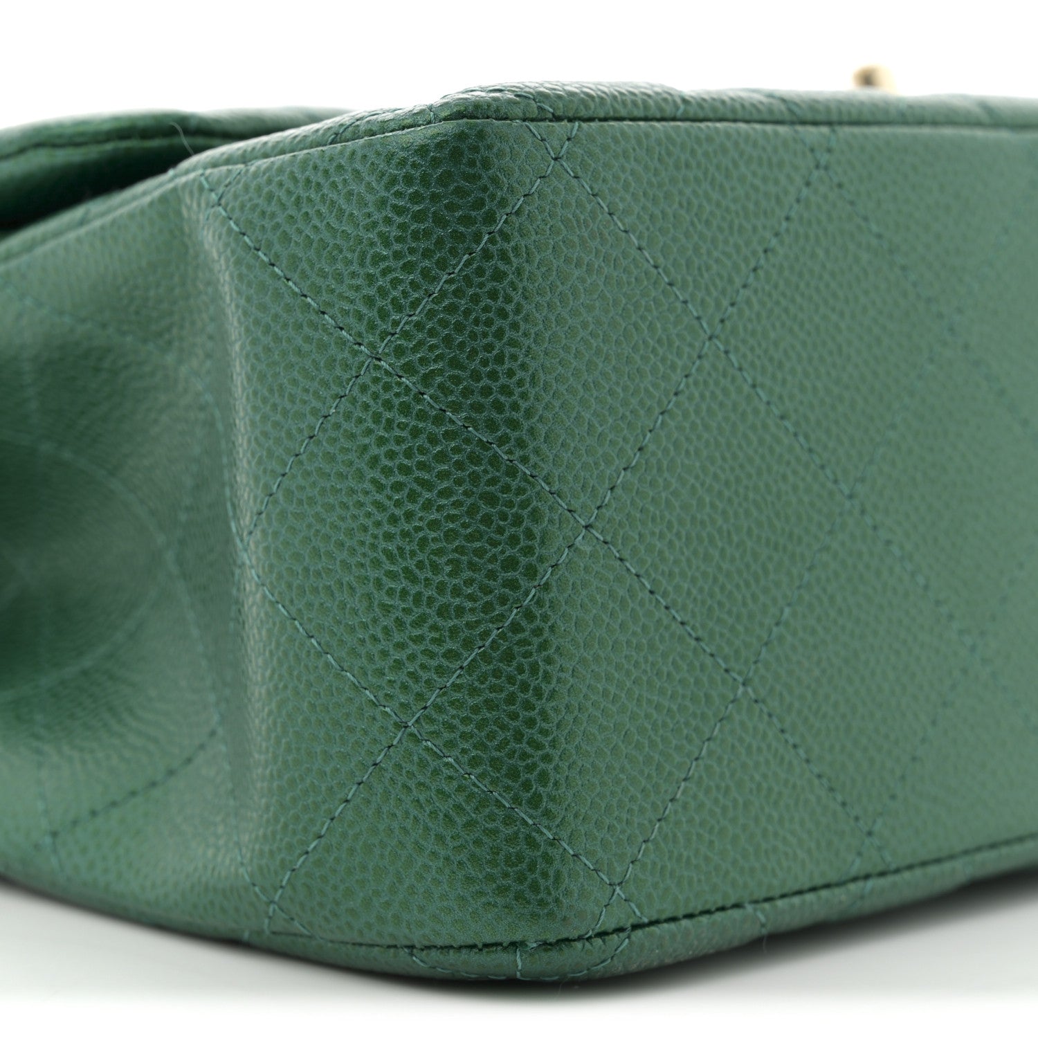 Metallic Caviar Quilted Jumbo Double Flap Green