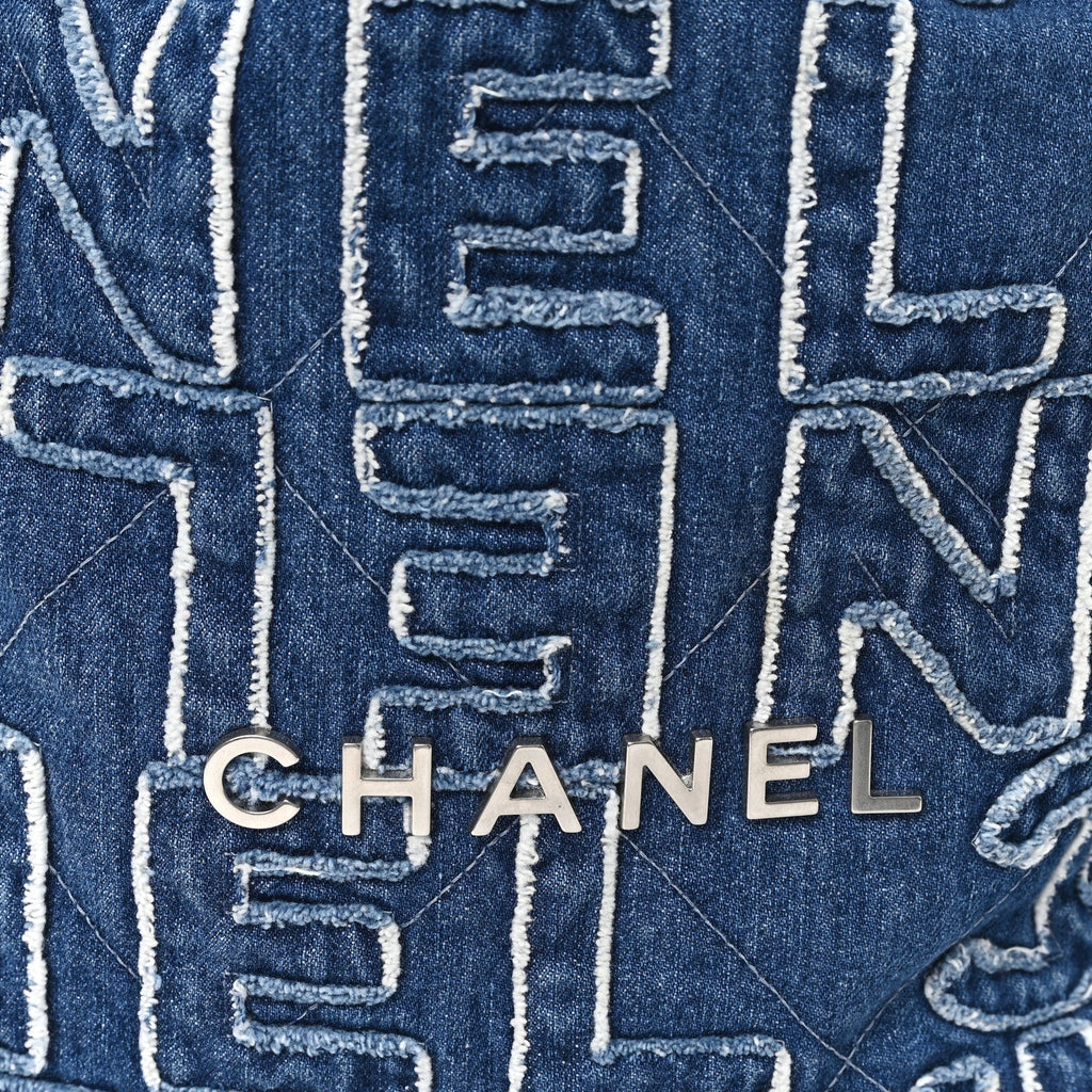 Denim Patchwork Logo Chanel 22 Blue