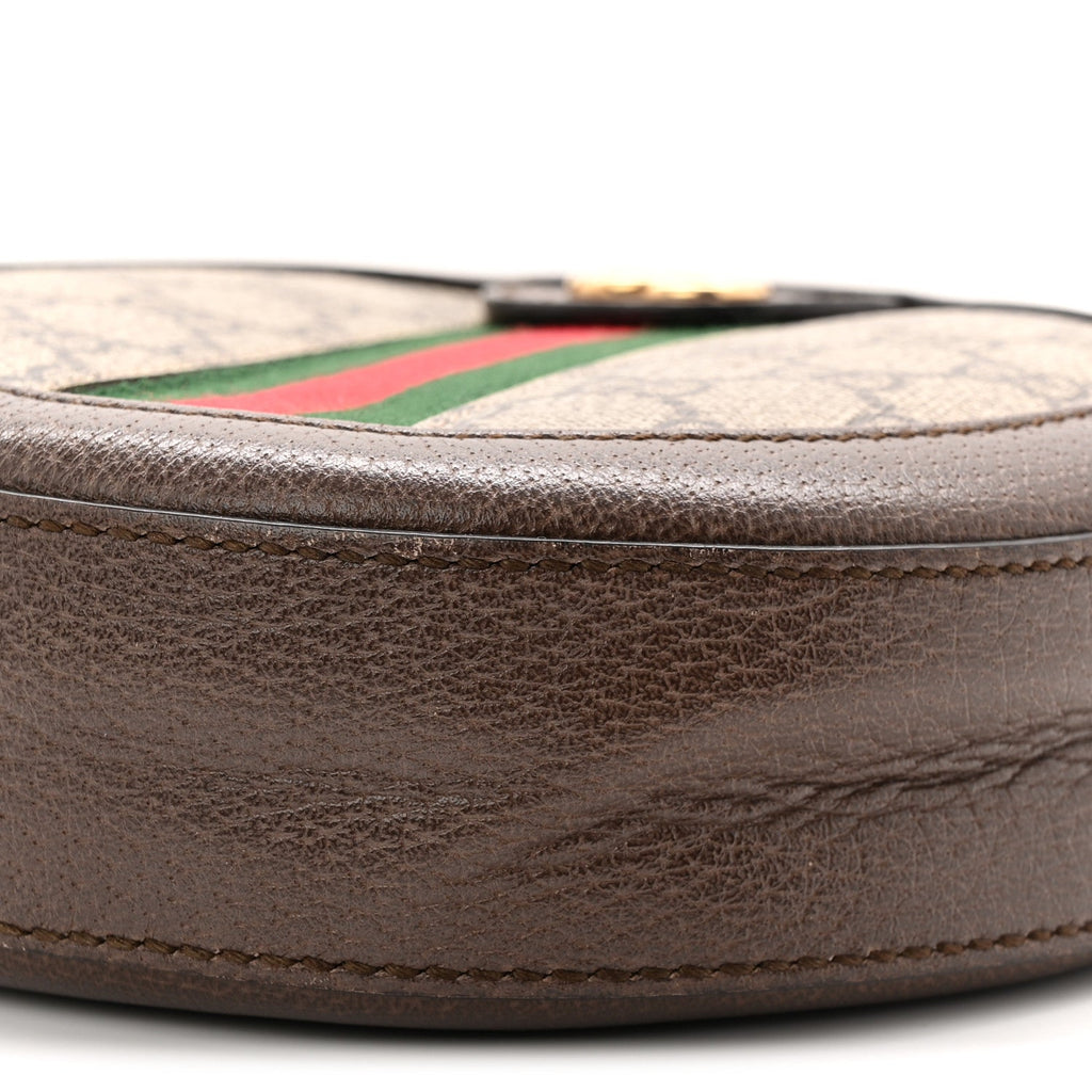 GG Supreme Monogram Web Mini Ophidia Round Shoulder Bag Brown