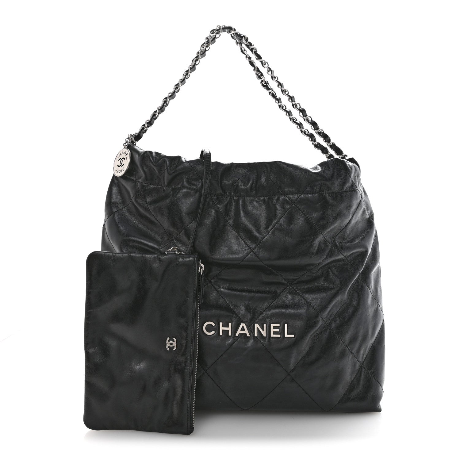 Shiny Calfskin Quilted Chanel 22 Black