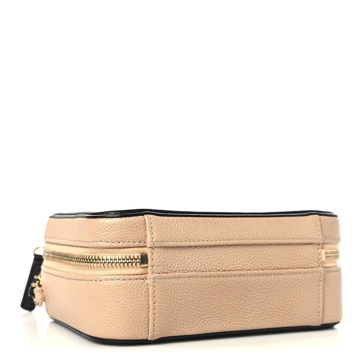Caviar Quilted Small CC Filigree Vanity Case Beige Black