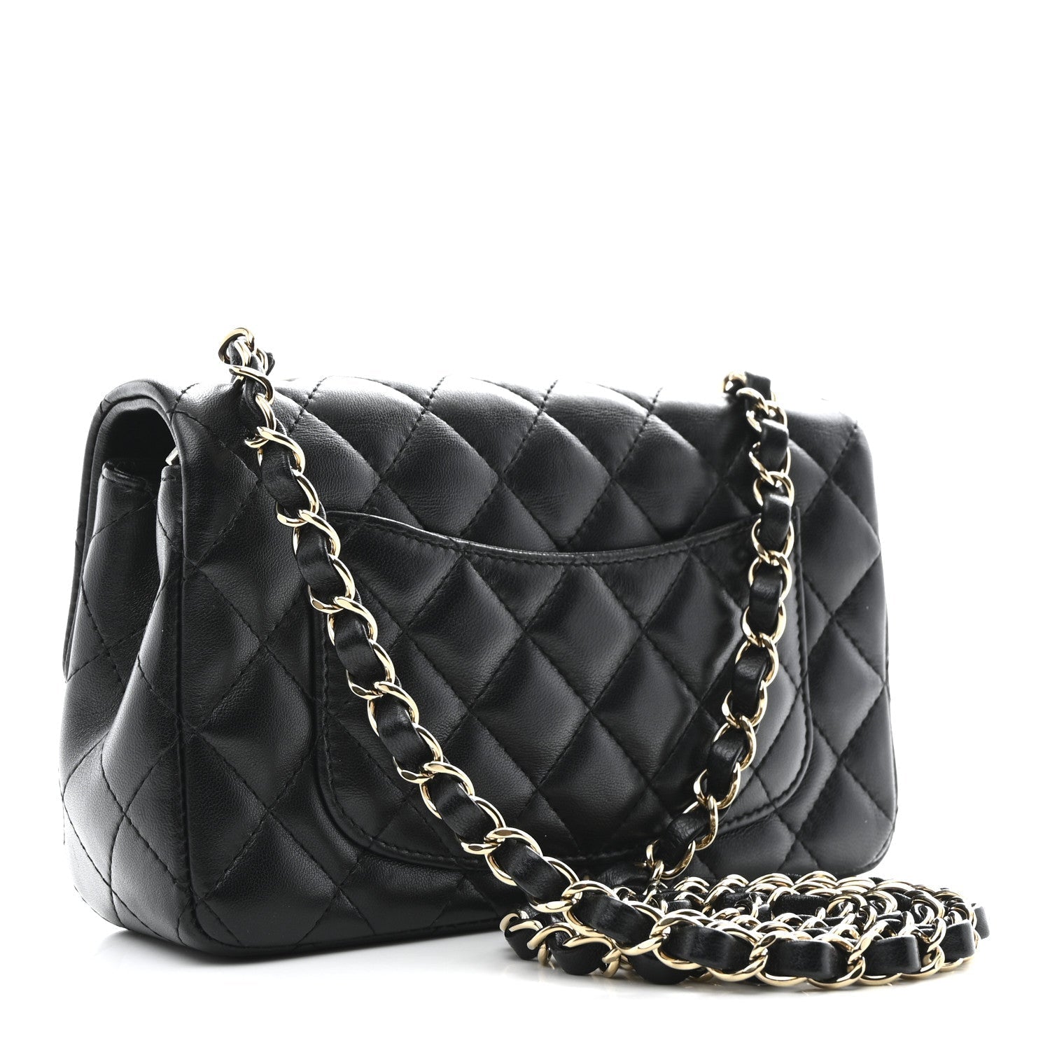 Lambskin Quilted Mini Rectangular Flap Black