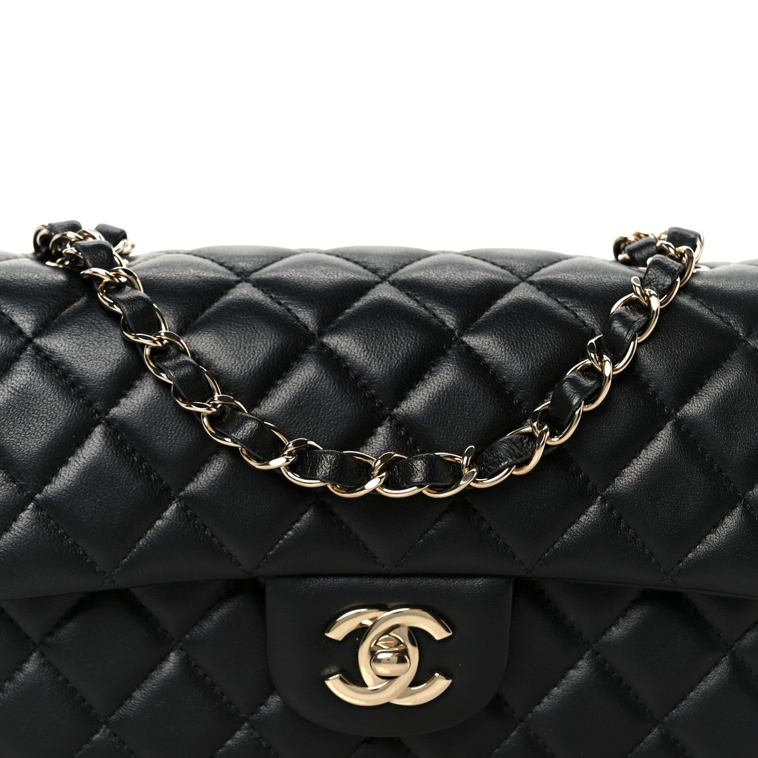 Lambskin Quilted Mini Rectangular Flap Black