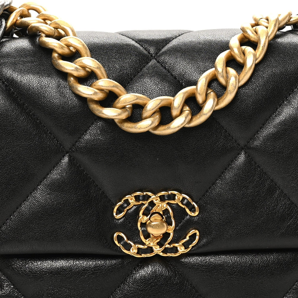 Lambskin Quilted Large Chanel 19 Flap Black