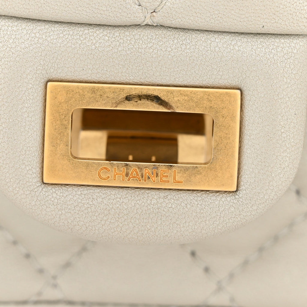 Metallic Goatskin Quilted 2.55 Reissue Mini Flap Silver