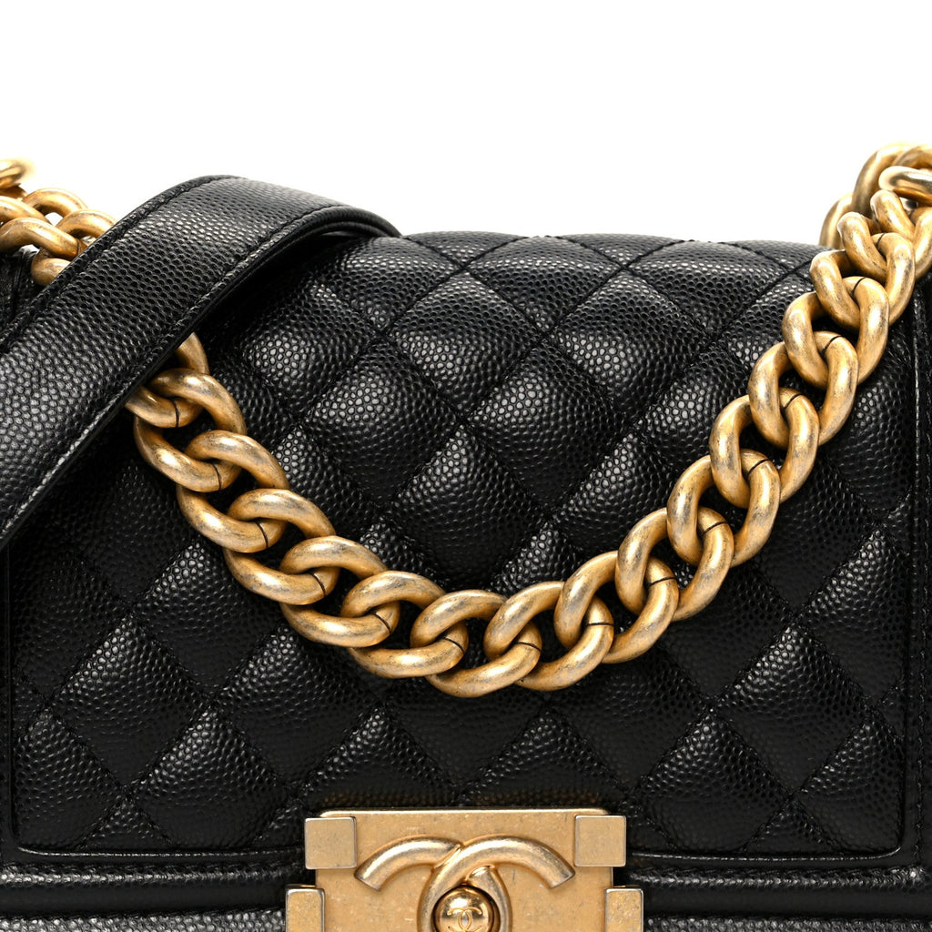 Caviar Quilted Small Boy Flap Black