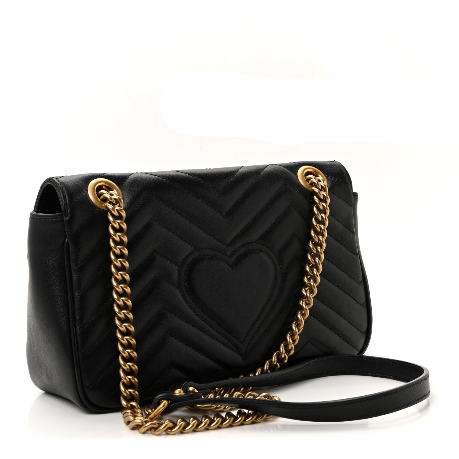 Calfskin Matelasse Small GG Marmont Shoulder Bag Black