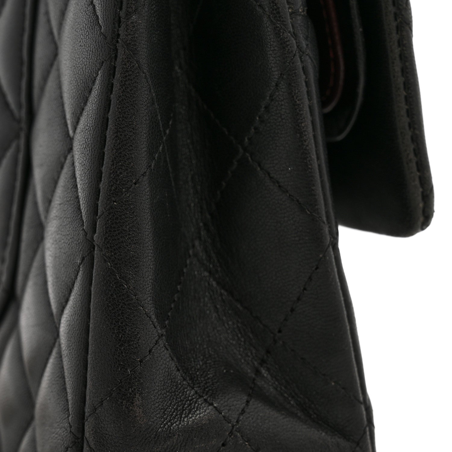 Lambskin Quilted Medium Double Flap Black