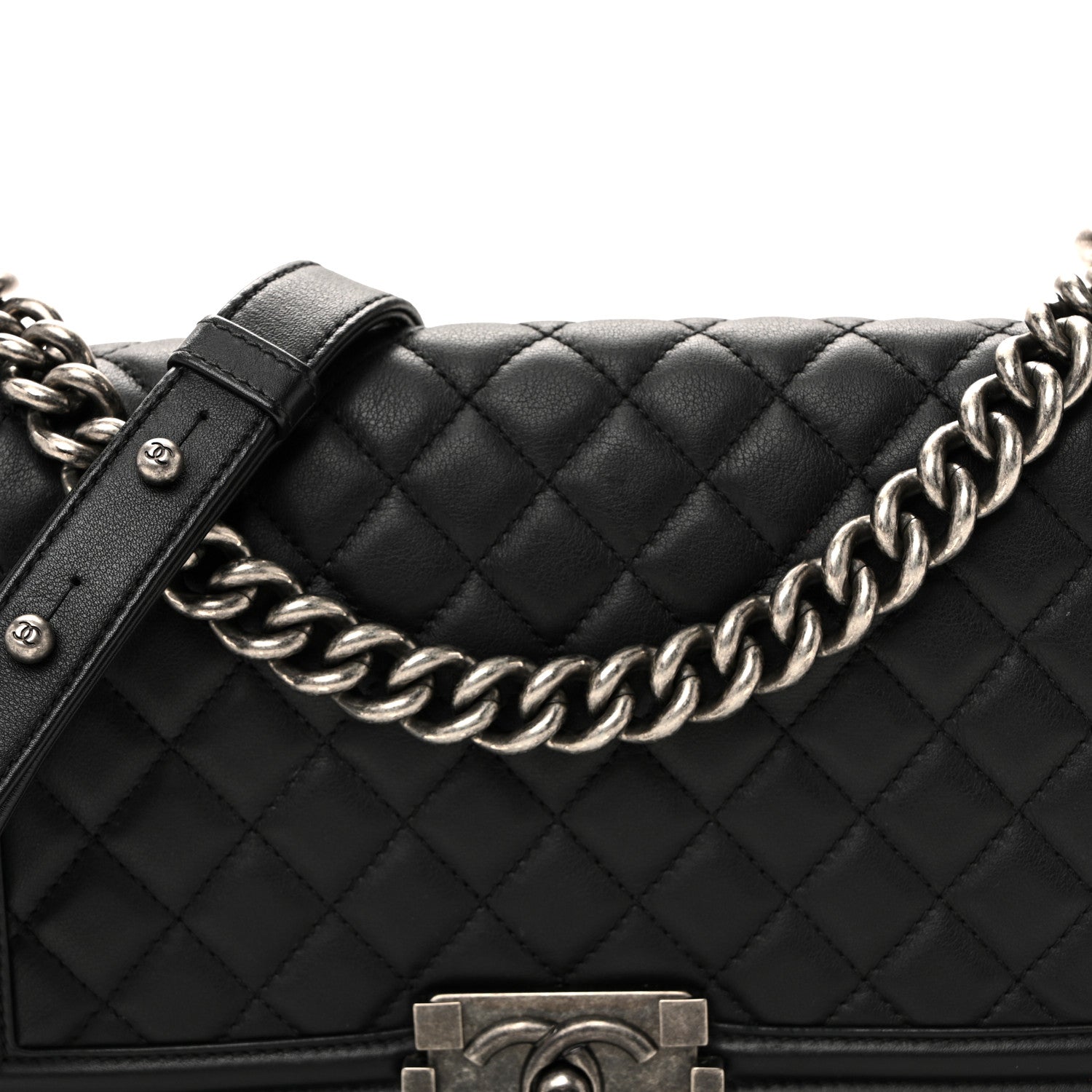 Calfskin Quilted Medium Boy Flap Black