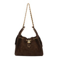 Suede Quilted Small Chanel 25 Handbag Dark Brown
