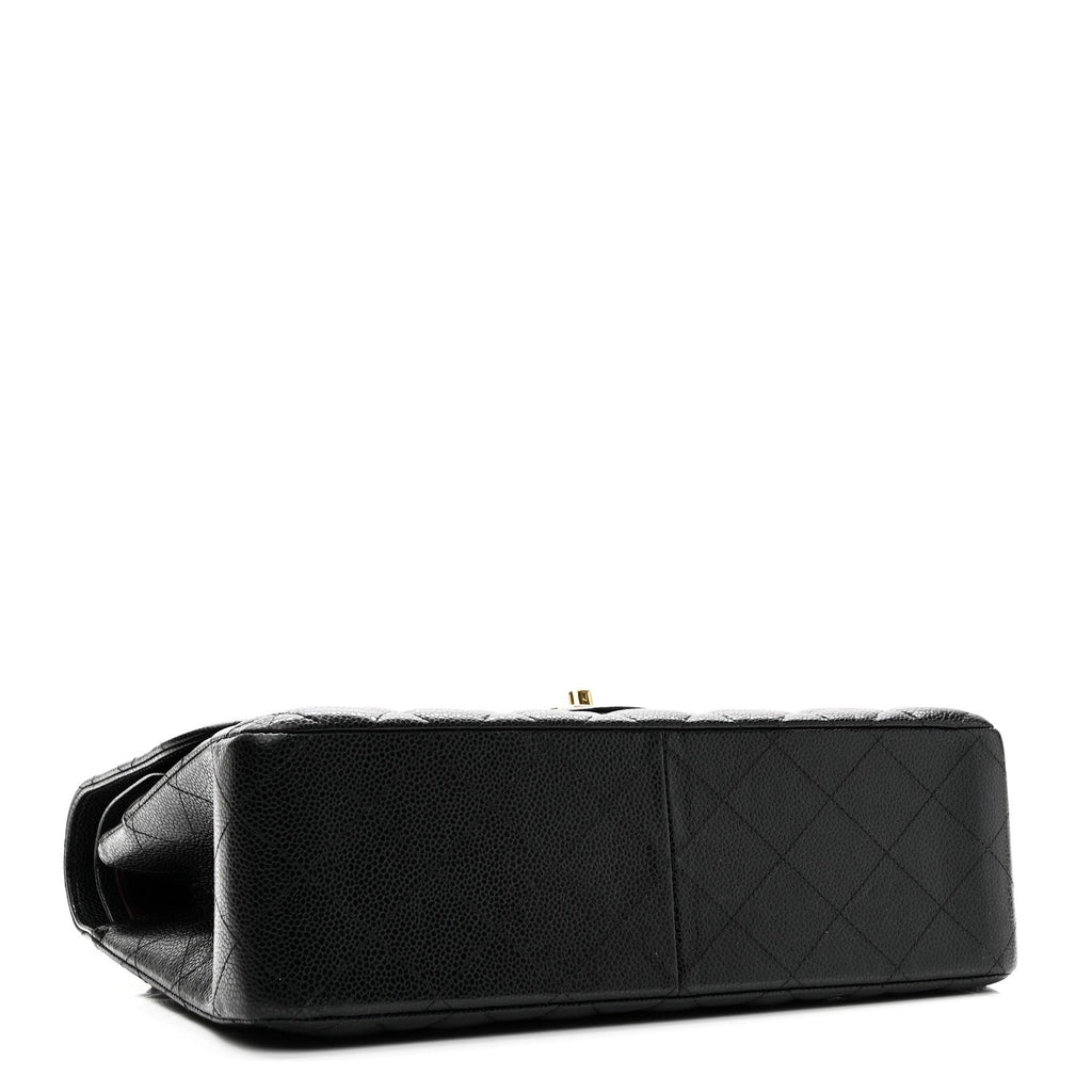 Caviar Quilted Jumbo Double Flap Black