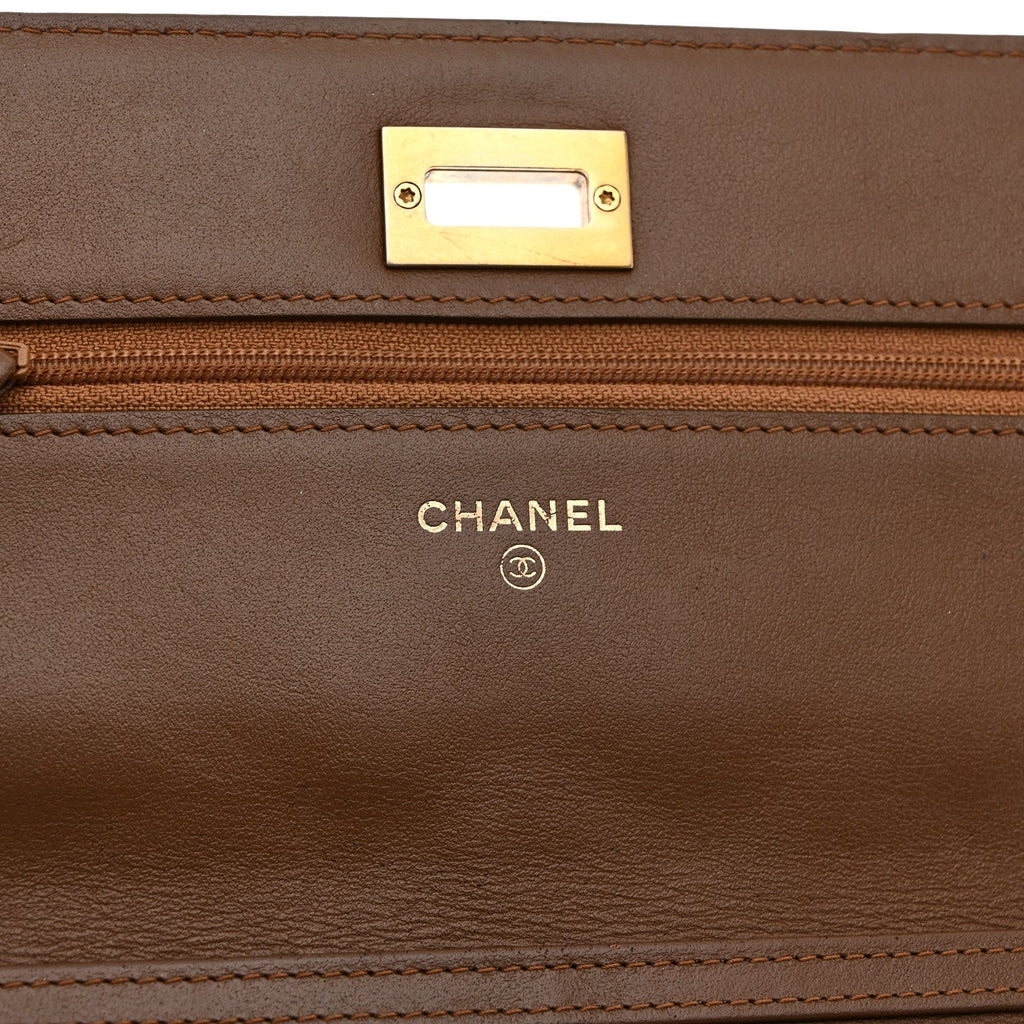 Metallic Calfskin Quilted 2.55 Reissue Wallet On Chain WOC Bronze