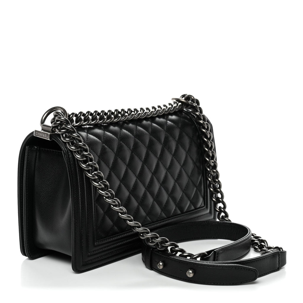 Caviar Quilted Medium Boy Flap Black