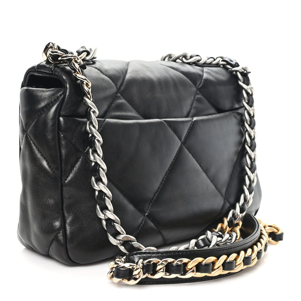 Lambskin Quilted Medium Chanel 19 Flap Black