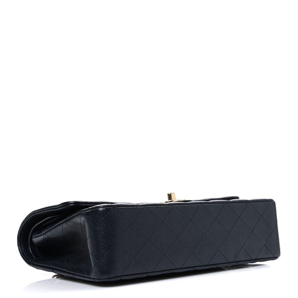Caviar Quilted Medium Double Flap Navy