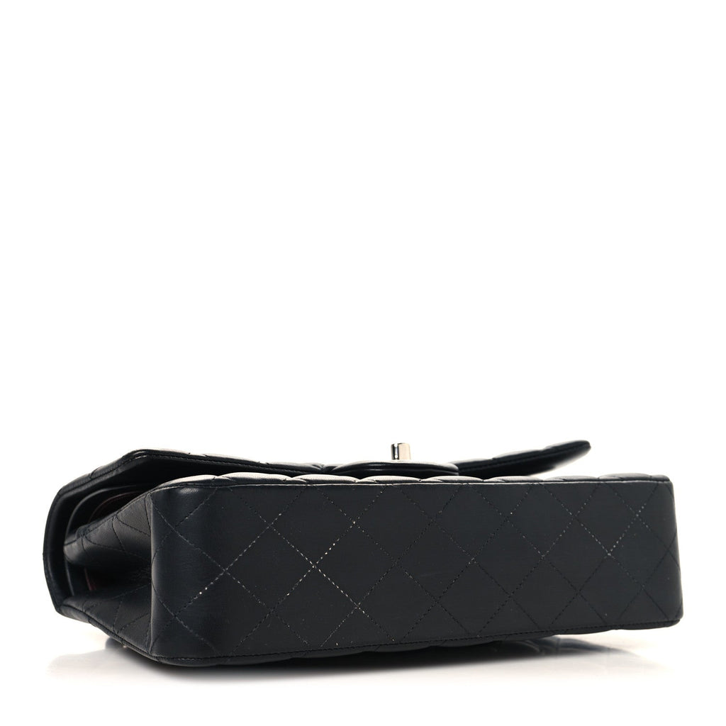 Lambskin Quilted Medium Double Flap Black