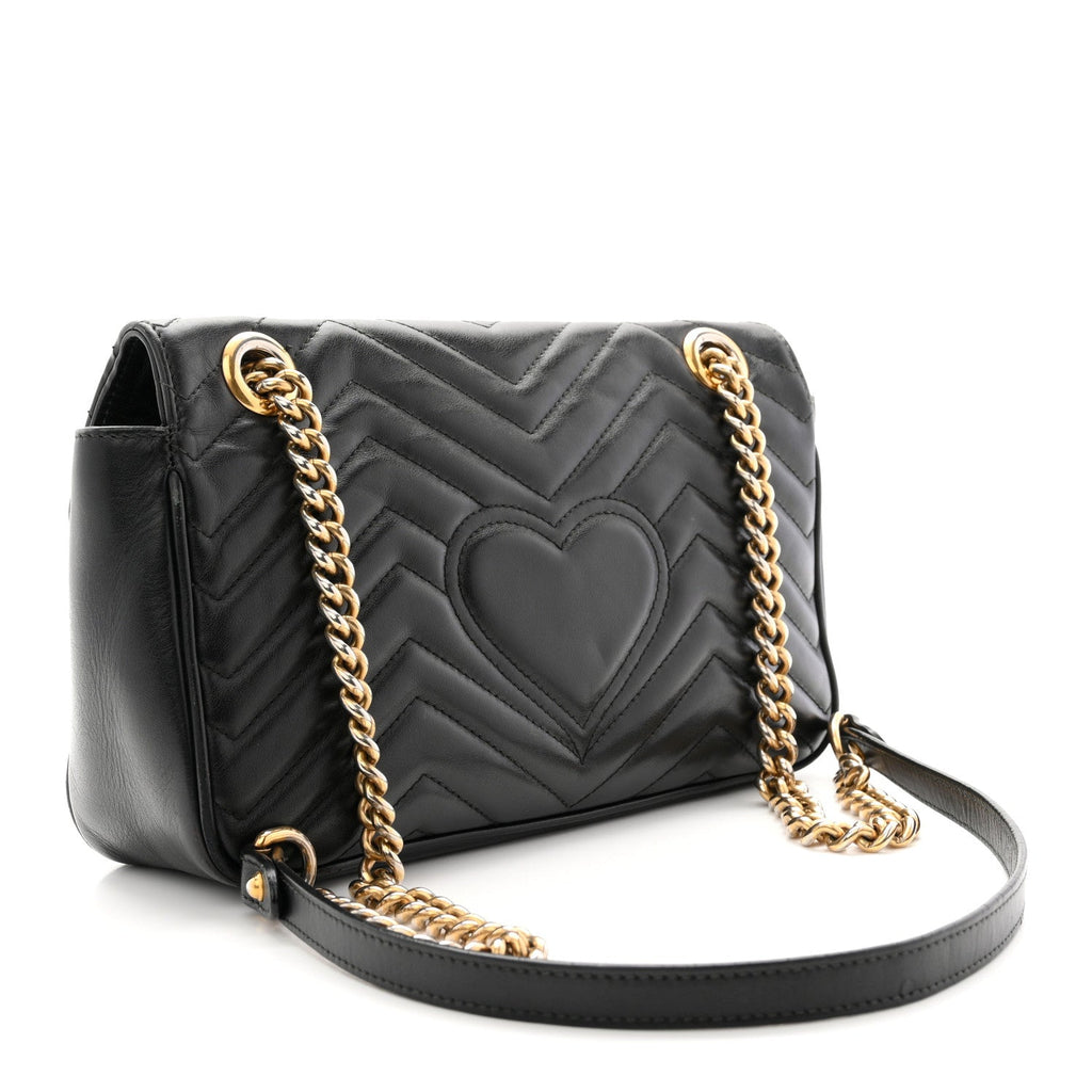Calfskin Matelasse Small GG Marmont Shoulder Bag Black