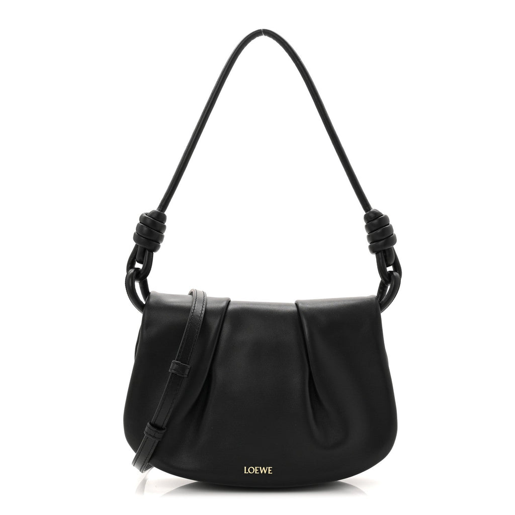 Shiny Nappa Calfskin Paseo Satchel Black