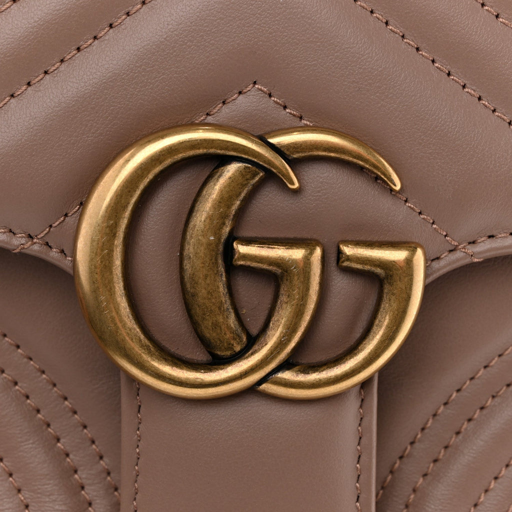 Calfskin Matelasse Mini GG Marmont Top Handle Shoulder Bag Porcelain Rose