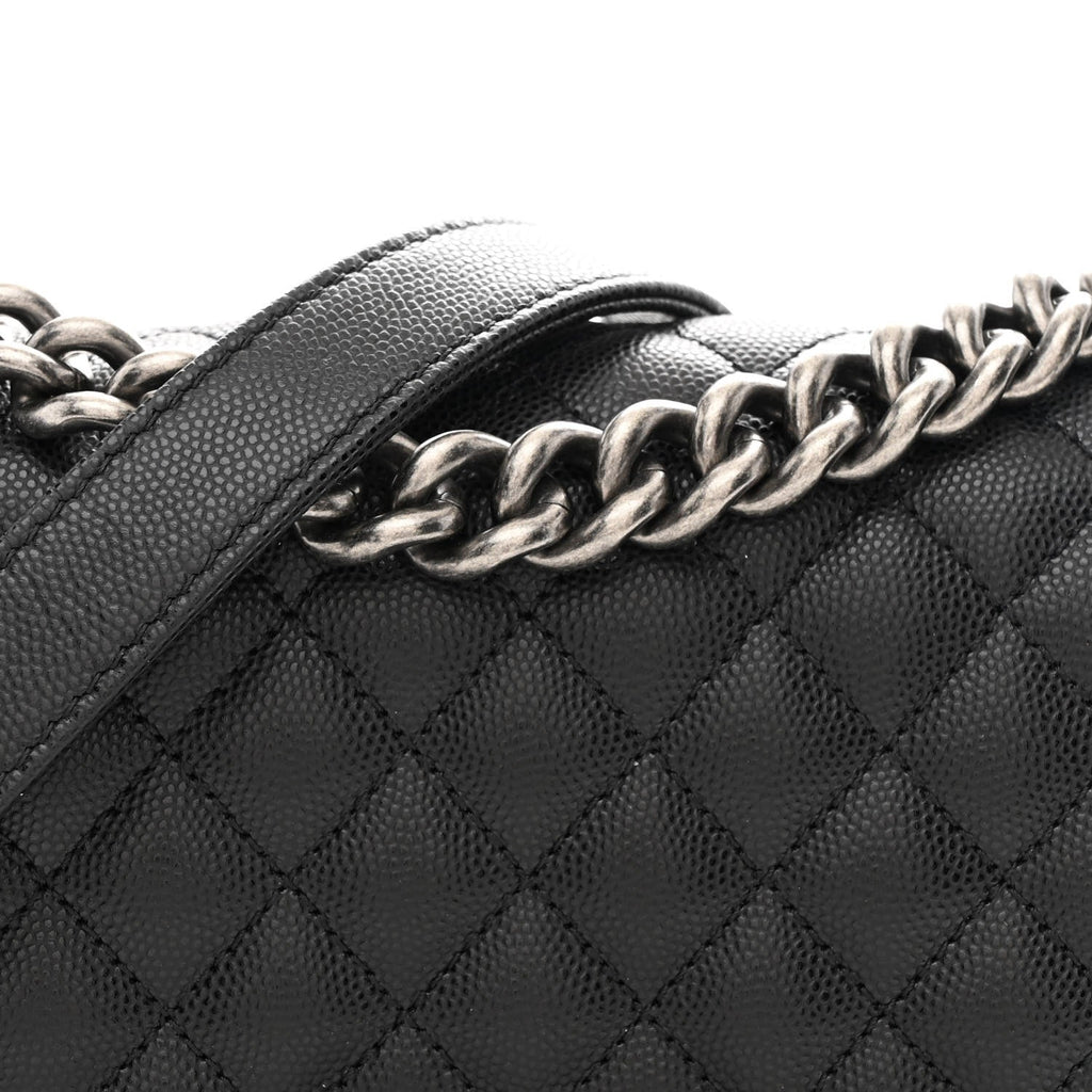 Caviar Quilted Small Boy Flap Black