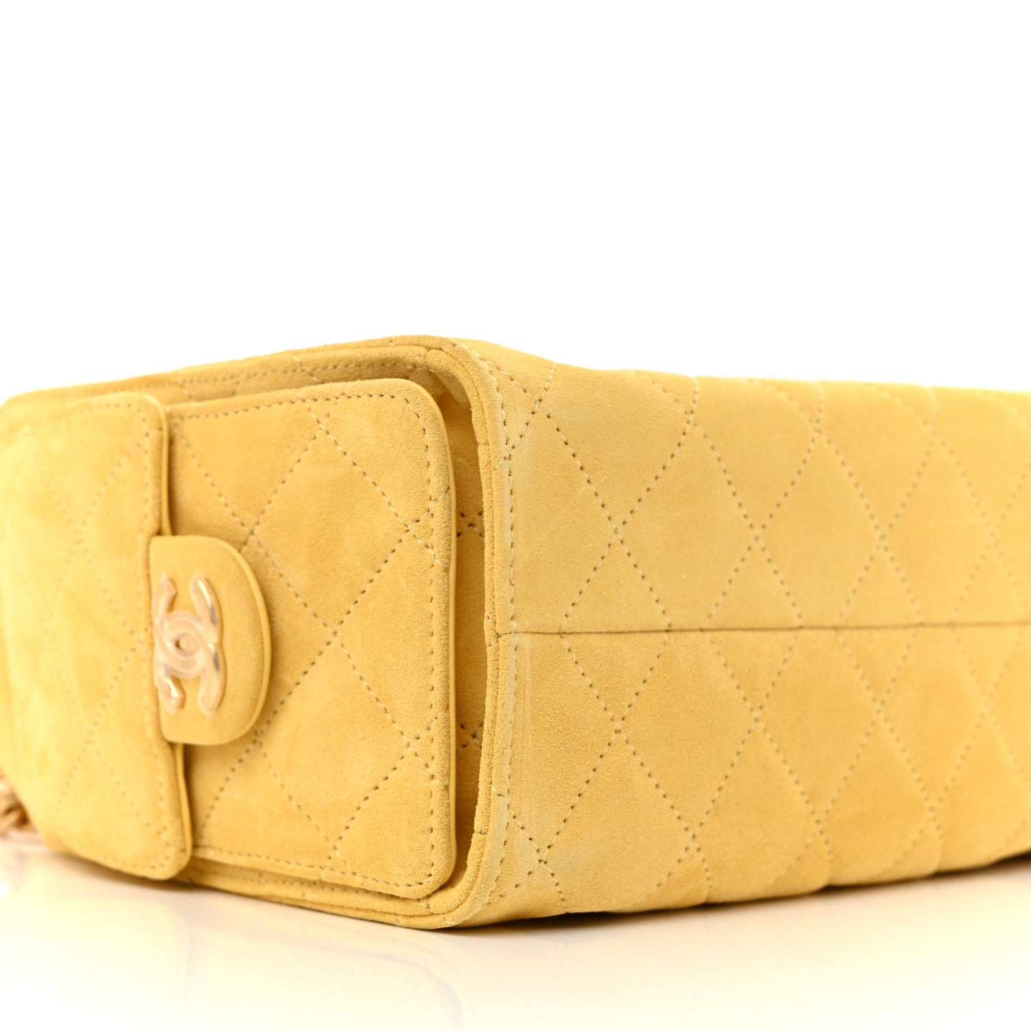 Suede Quilted Mini Chanel 25 Handbag Yellow
