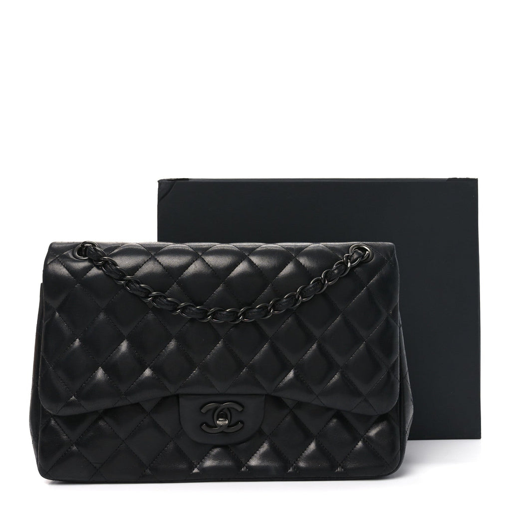 Lambskin Quilted Jumbo Double Flap So Black
