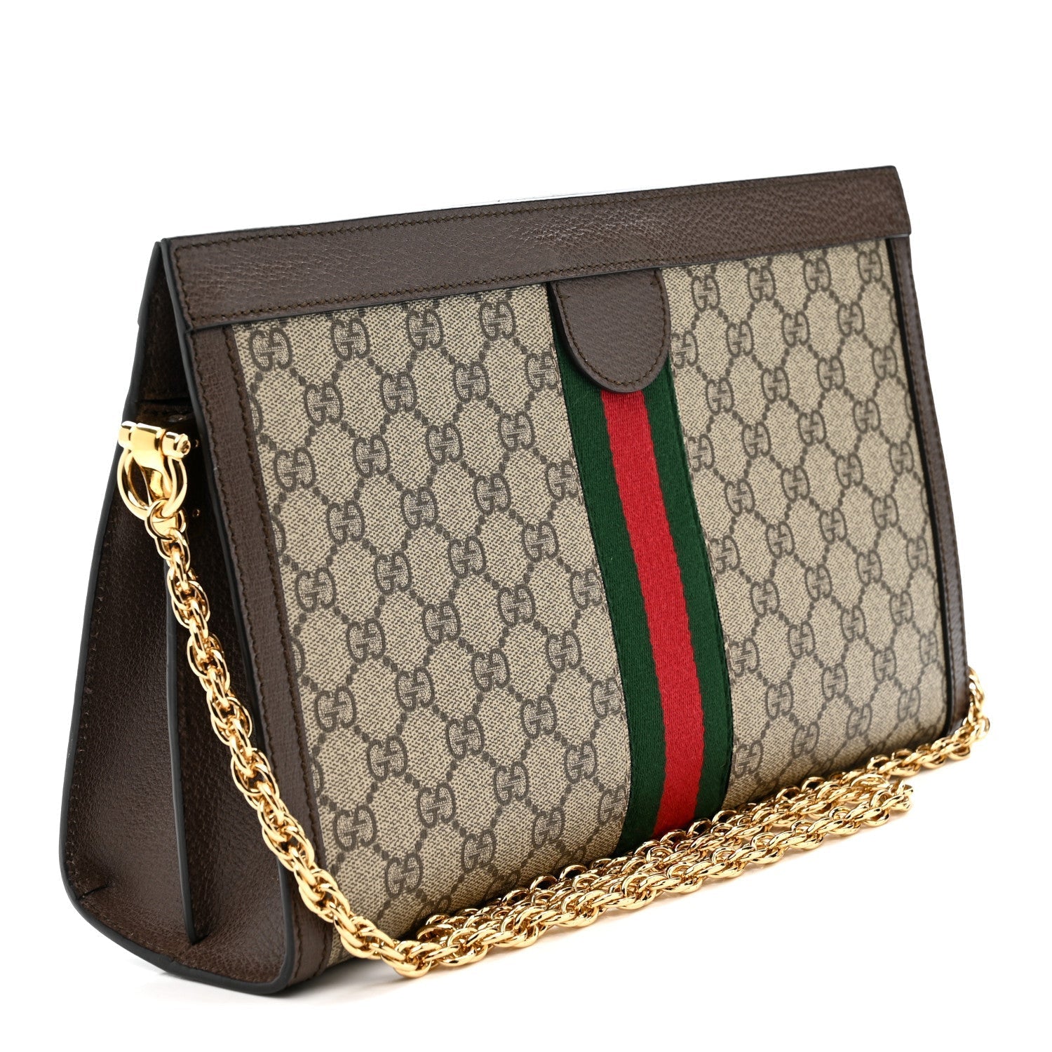 GG Supreme Monogram Web Medium Ophidia Chain Shoulder Bag Brown