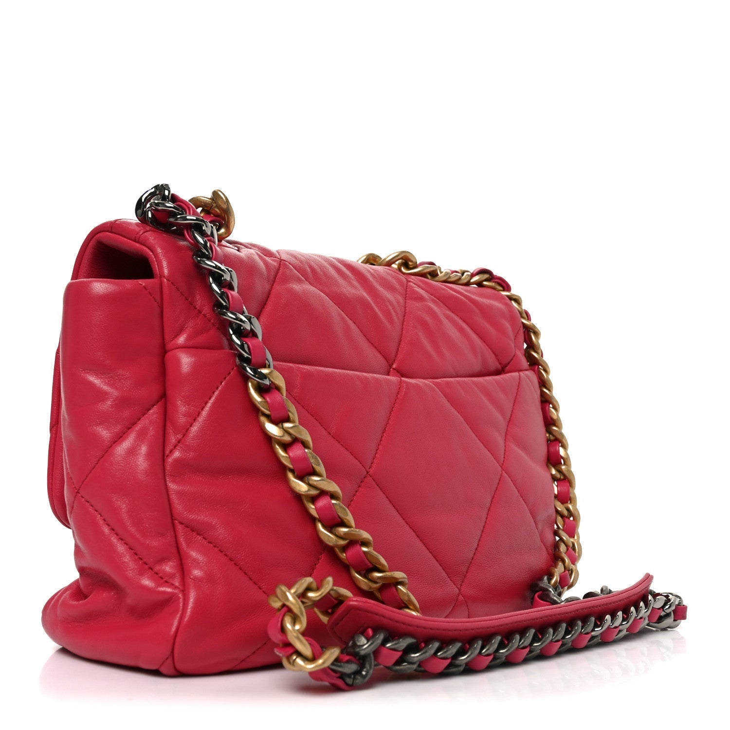 Goatskin Quilted Large Chanel 19 Flap Dark Pink