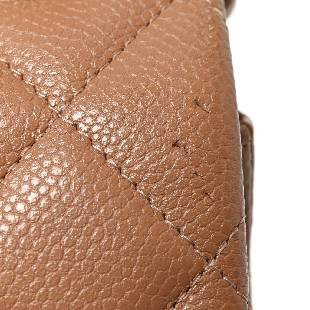 Caviar Quilted Jumbo Double Flap Beige