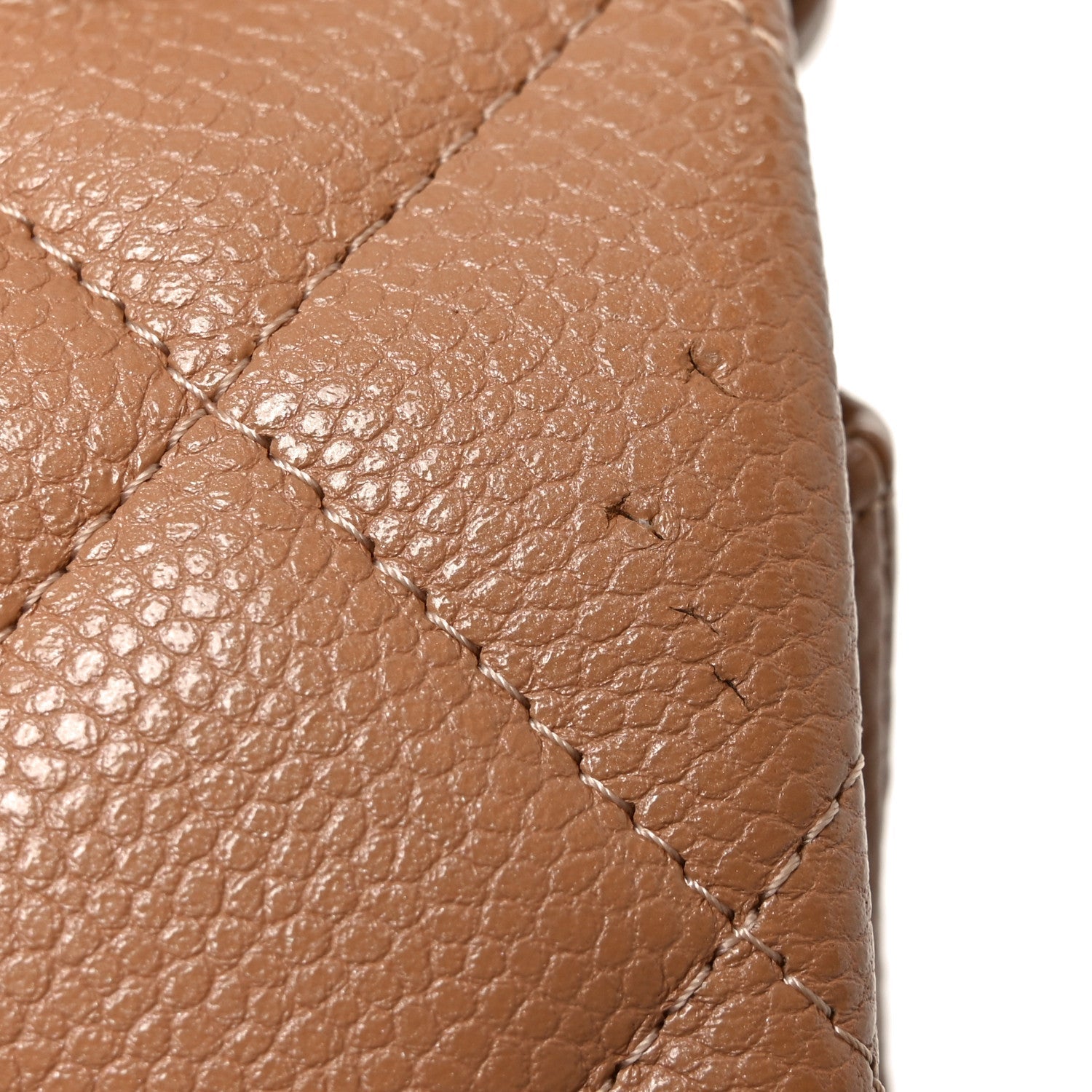 Caviar Quilted Jumbo Double Flap Beige