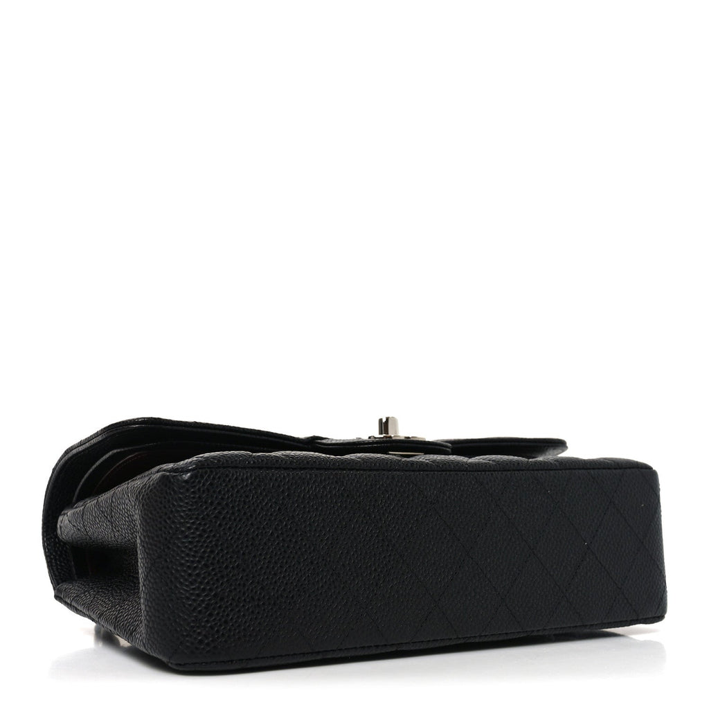 Caviar Quilted Medium Double Flap Black