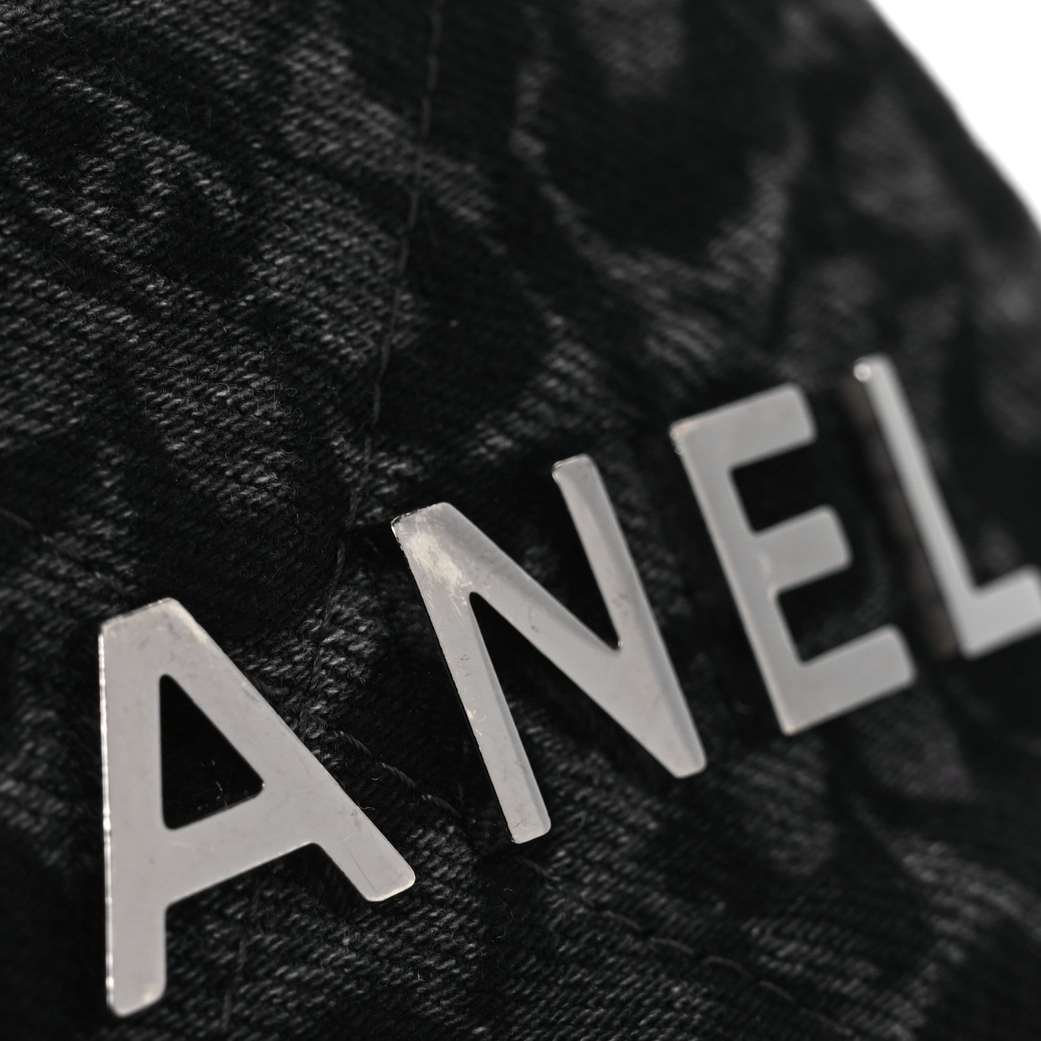Denim Quilted Floral Print Mini Chanel 22 Black Grey