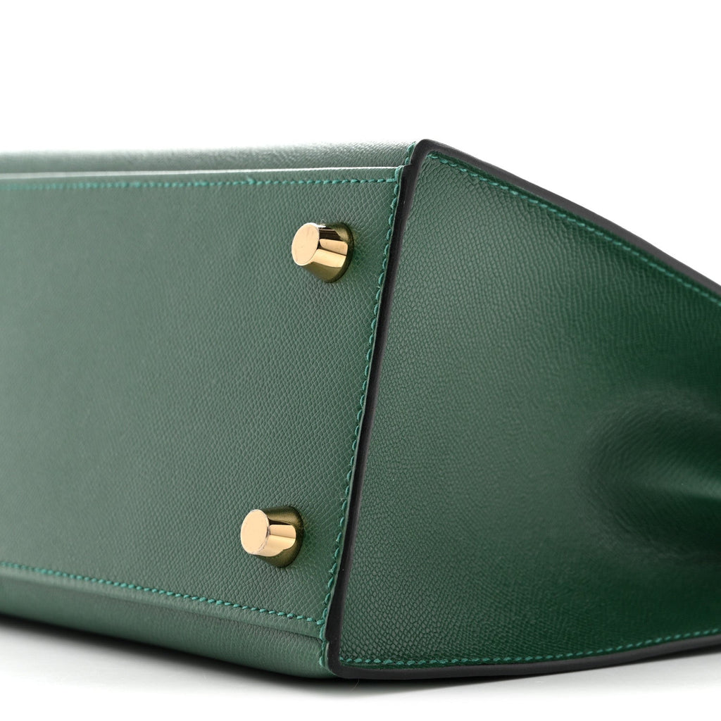 Madame Calfskin Shiny Alligator Kelly Sellier Touch 25 Vert Moyen