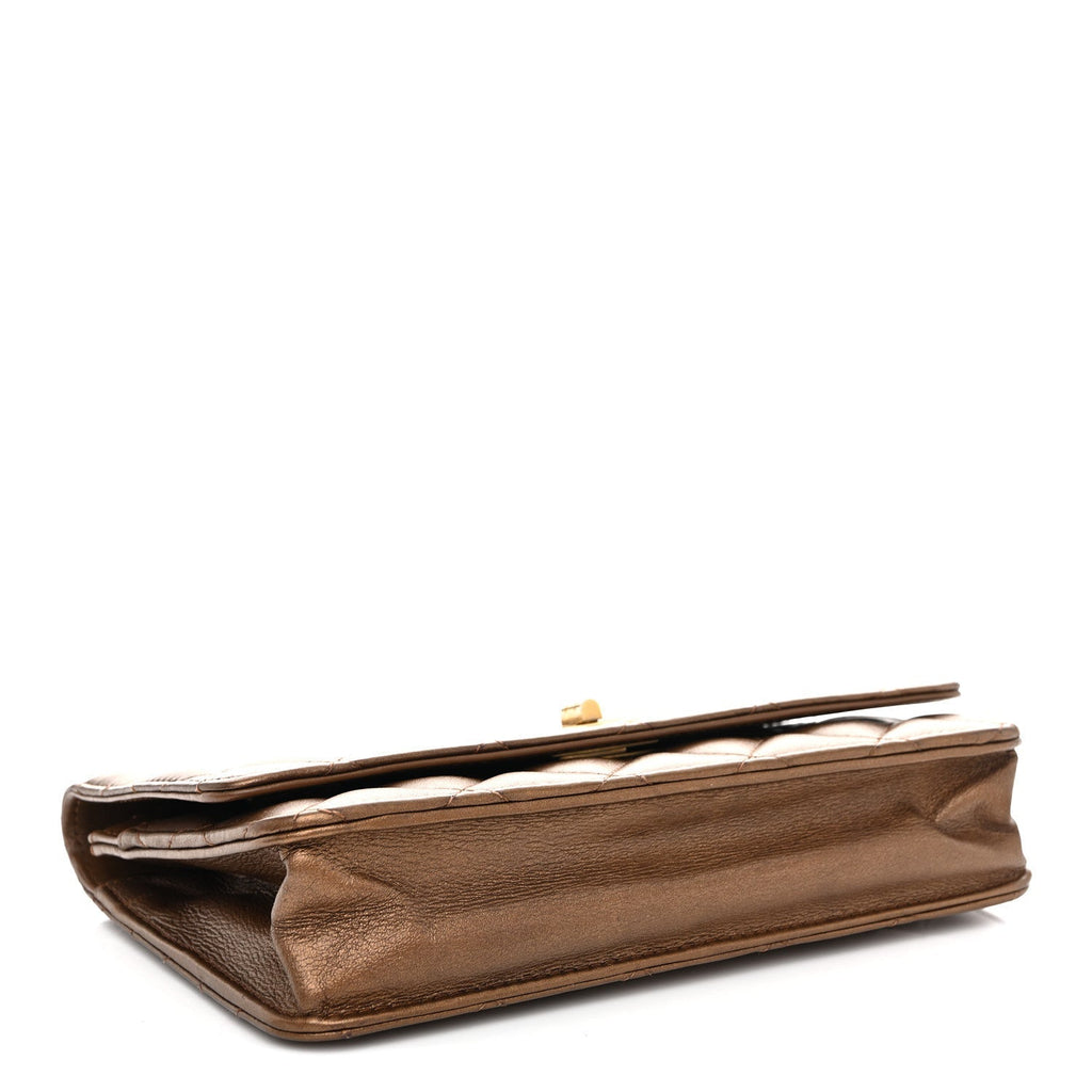 Metallic Calfskin Quilted 2.55 Reissue Wallet On Chain WOC Bronze