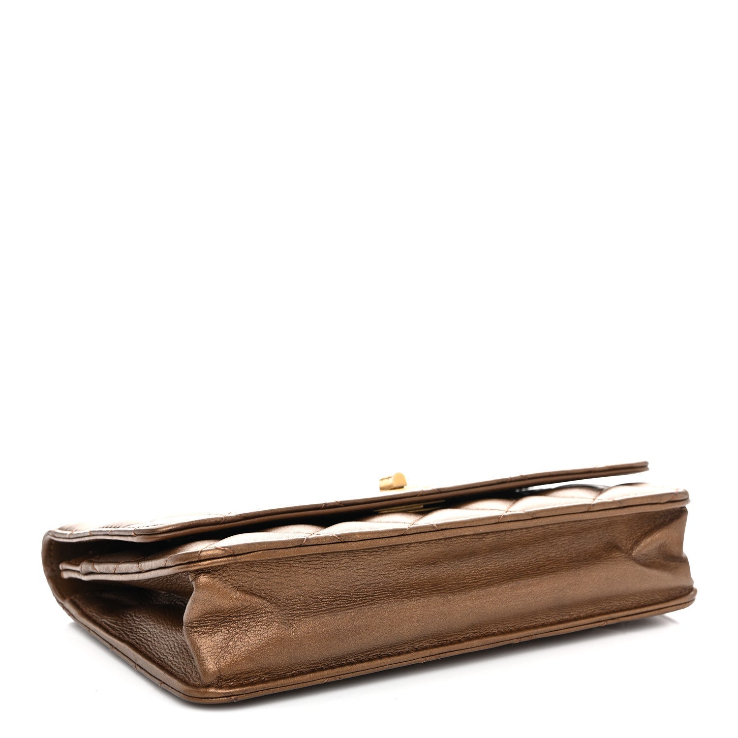 Metallic Calfskin Quilted 2.55 Reissue Wallet On Chain WOC Bronze
