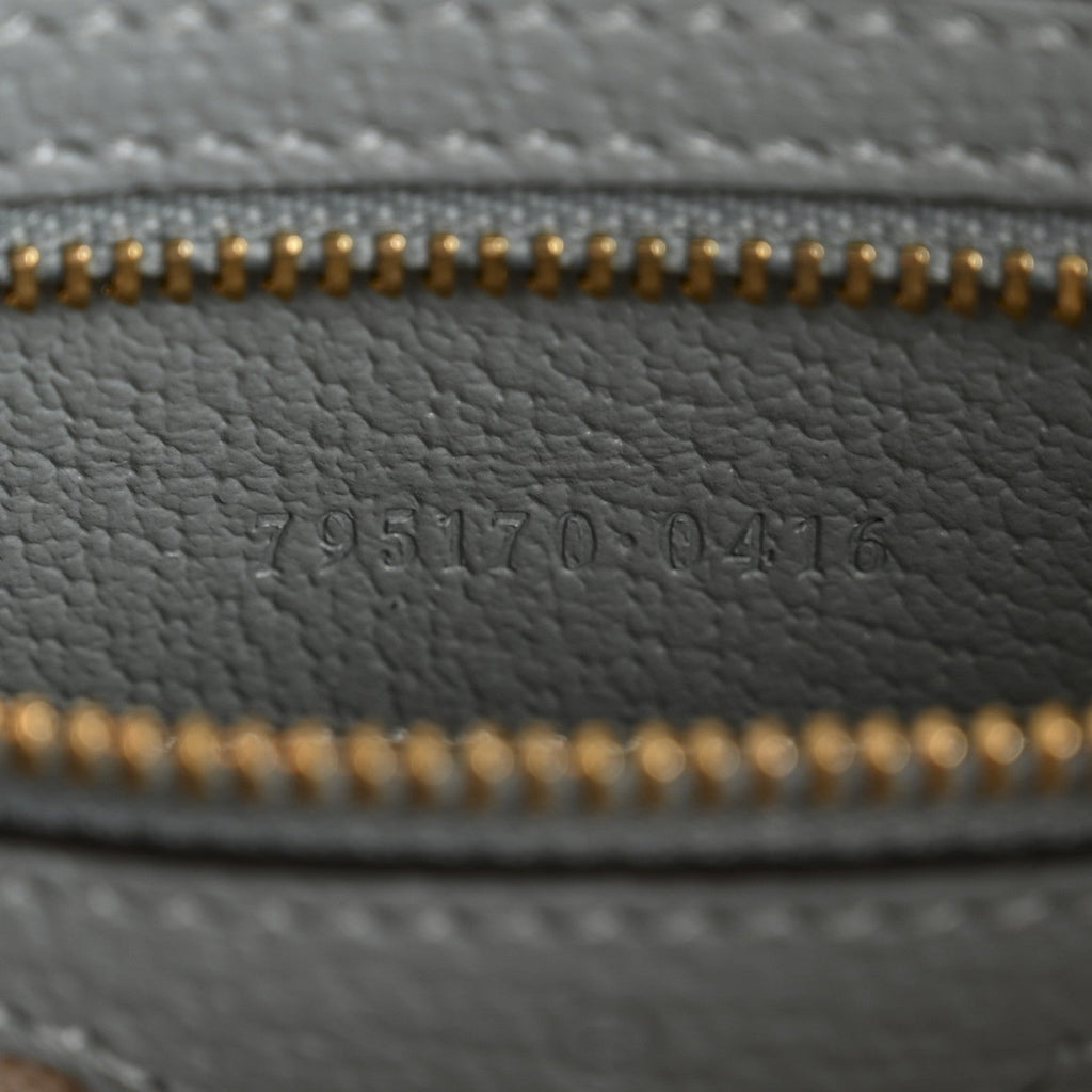 GG Supreme Monogram Textured Calfskin Web Super Mini Ophidia Shoulder Bag Dusty Blue