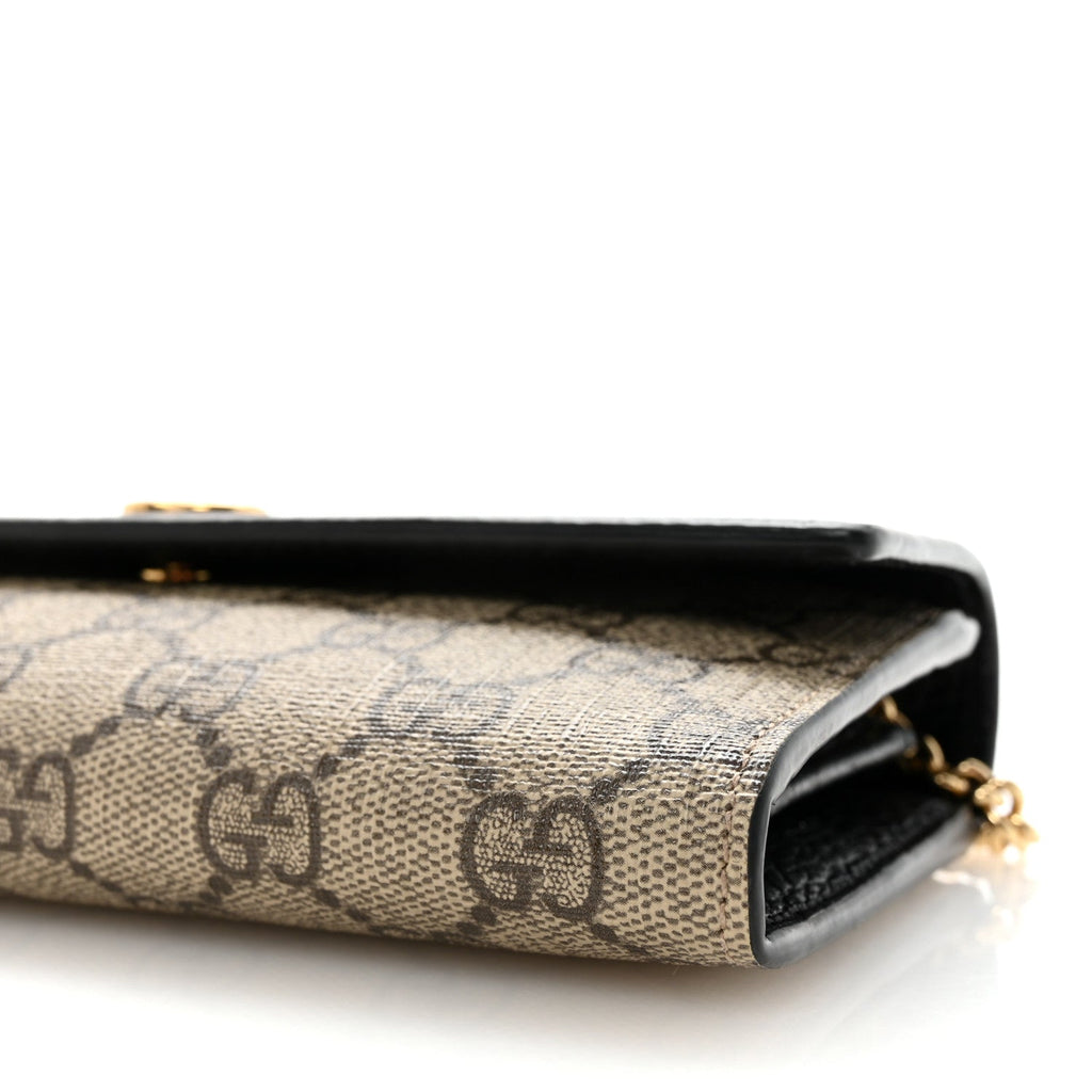 Dollar Calfskin GG Supreme Monogram Petite GG Marmont Wallet Chain Bag Black Beige Ebony