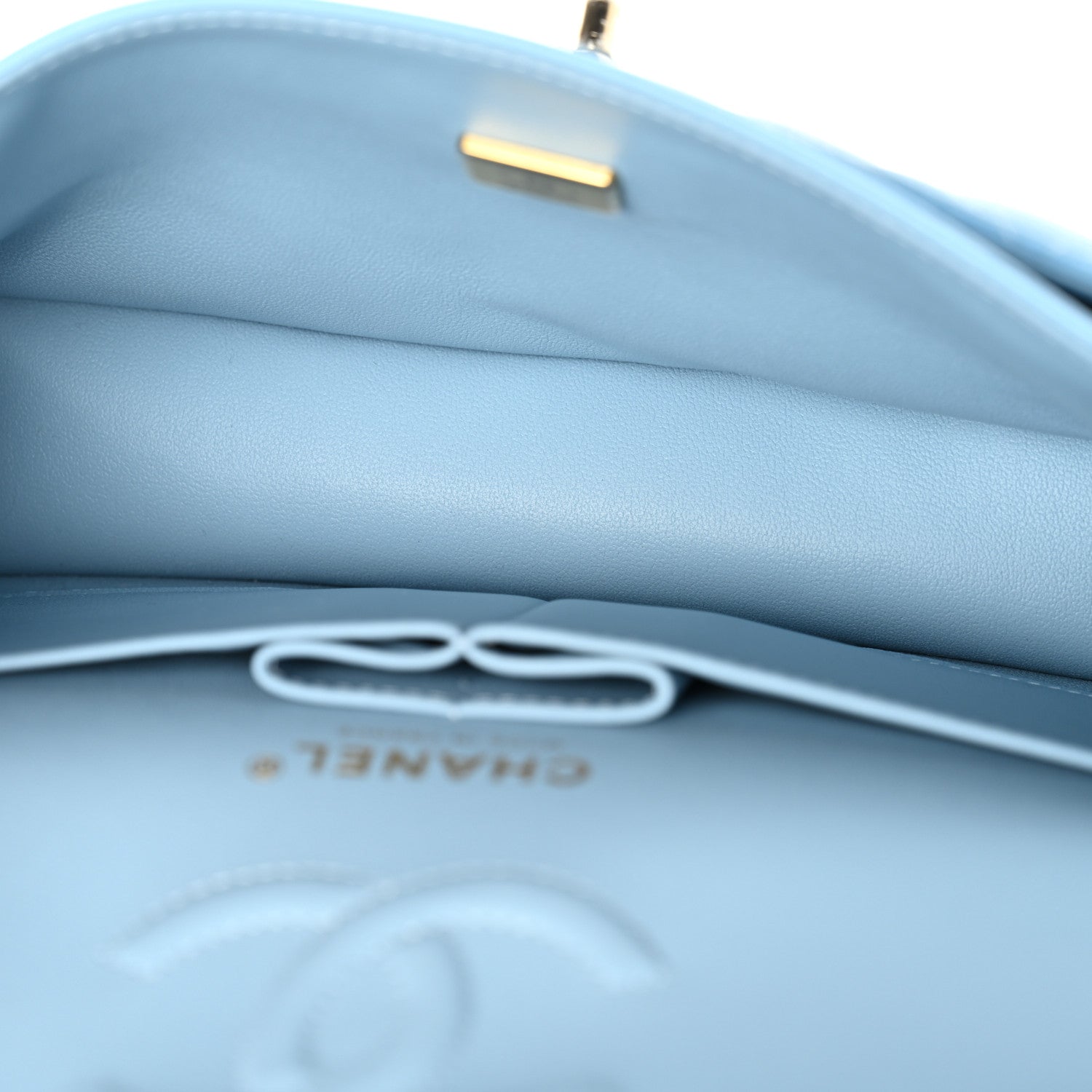 Caviar Quilted Small Double Flap Light Blue