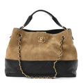 Suede Calfskin Shiny Lambskin Quilted Small Coco Base Shopping Bag Beige Black