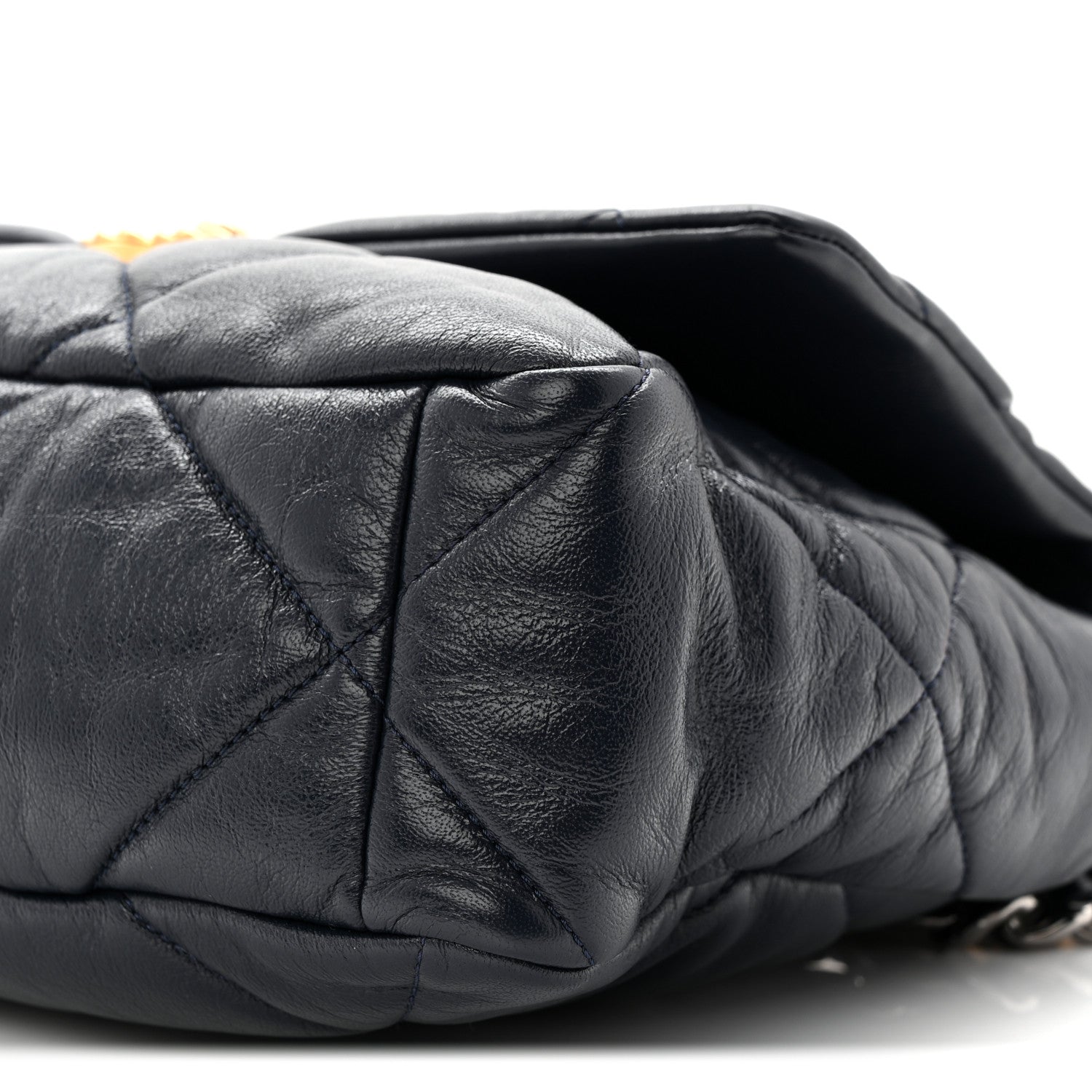 Goatskin Quilted Large Chanel 19 Flap Navy Blue
