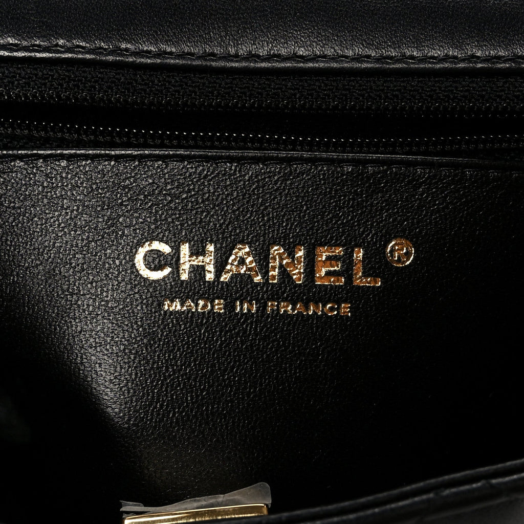 Lambskin Quilted Mini Square Flap Black