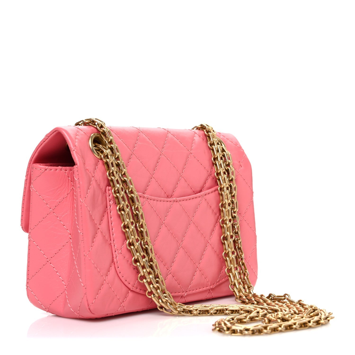 Aged Calfskin Quilted 2.55 Reissue Mini Flap Pink