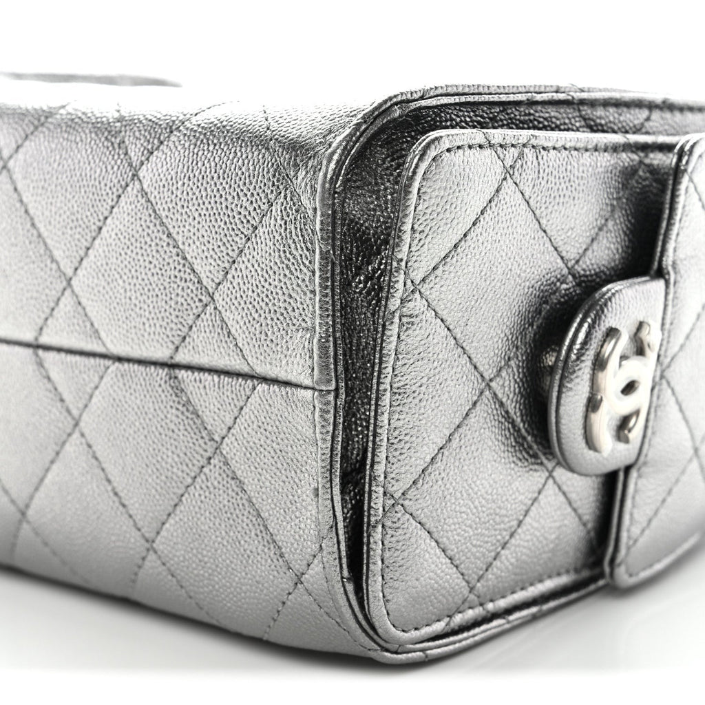 Metallic Caviar Quilted Mini Chanel 25 Handbag Anthracite