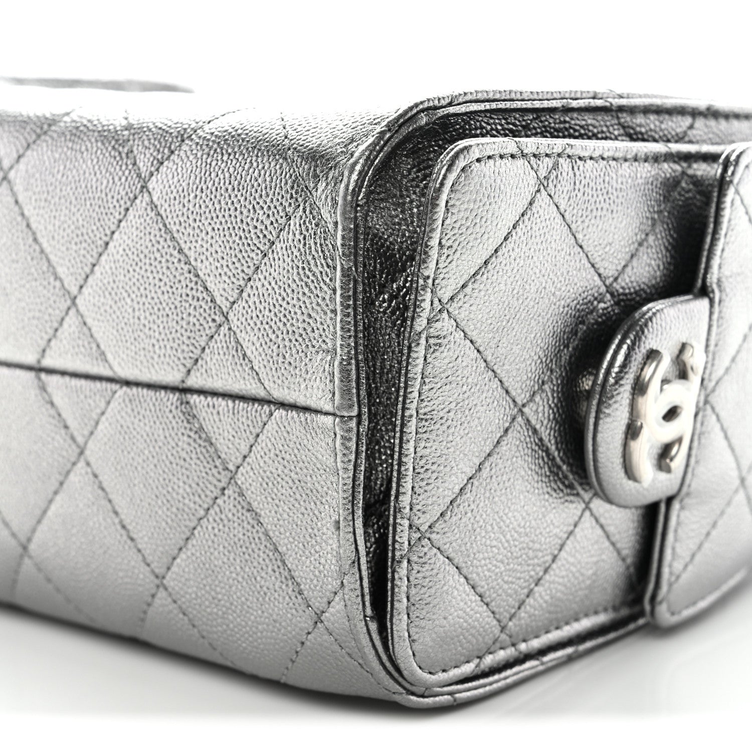 Metallic Caviar Quilted Mini Chanel 25 Handbag Anthracite