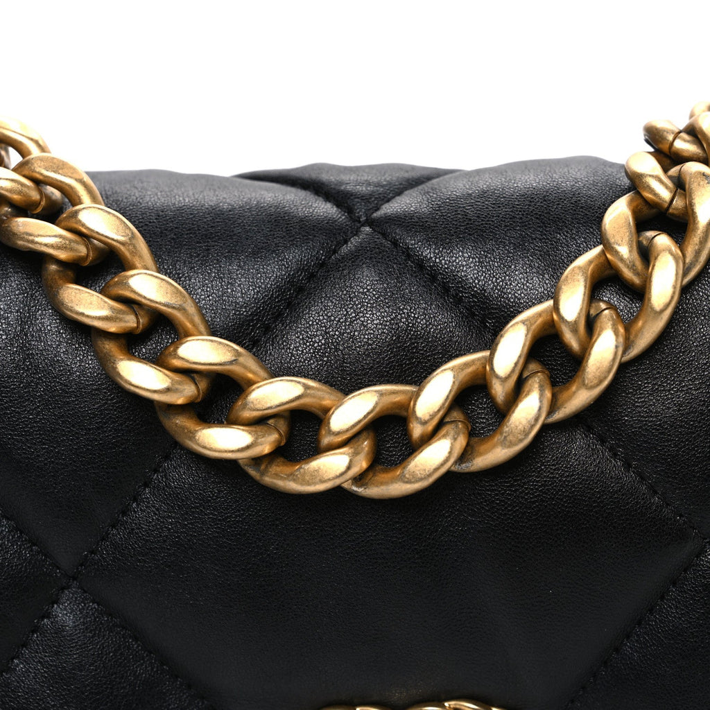 Lambskin Quilted Medium Chanel 19 Flap Black