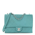 Calfskin Stitched Double Flap Bag Turquoise