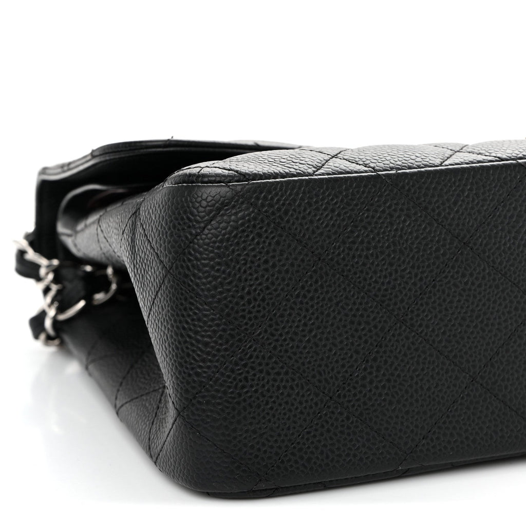 Caviar Quilted Jumbo Double Flap Black