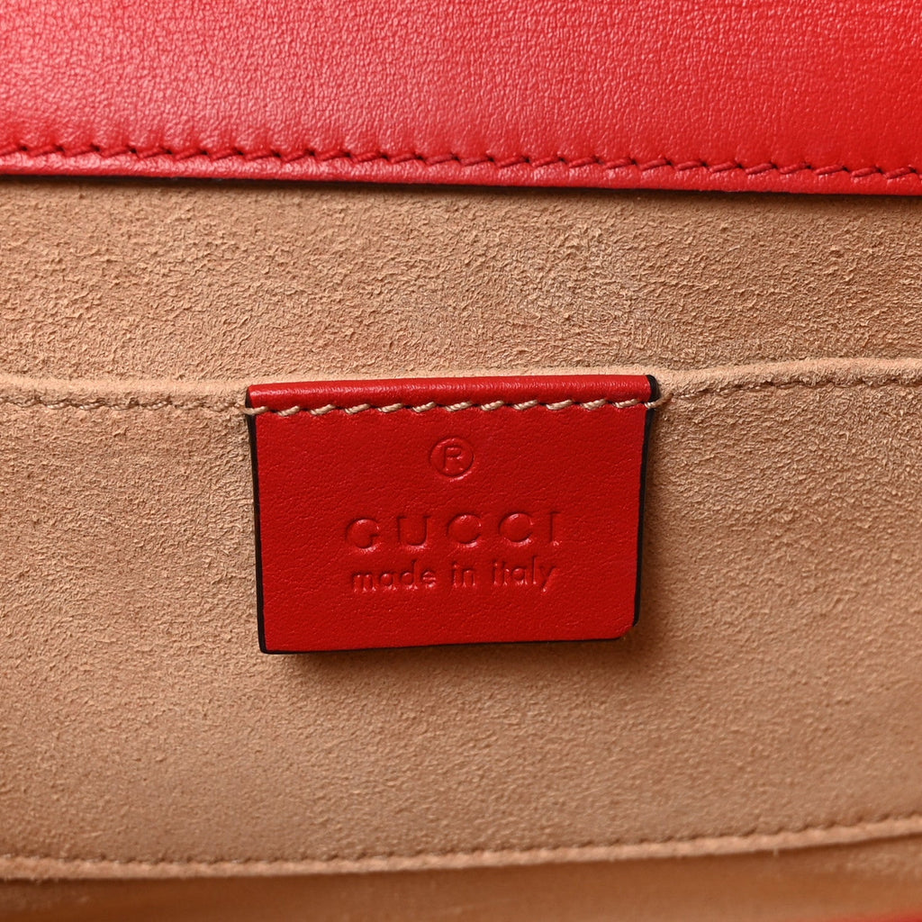 GG Supreme Monogram Apple Small Padlock Shoulder Bag Beige Multicolor Lobster Red