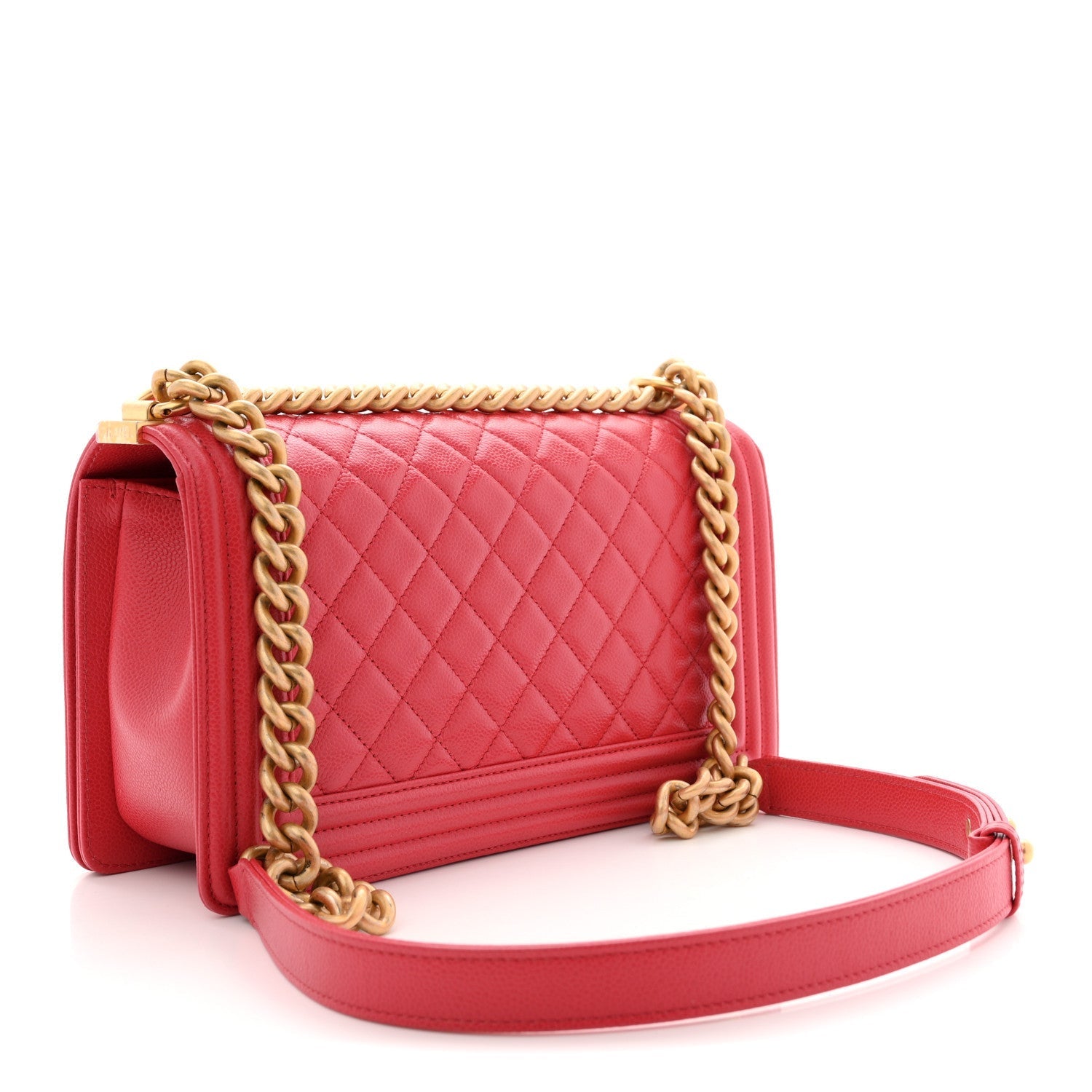 Caviar Quilted Medium Boy Flap Red